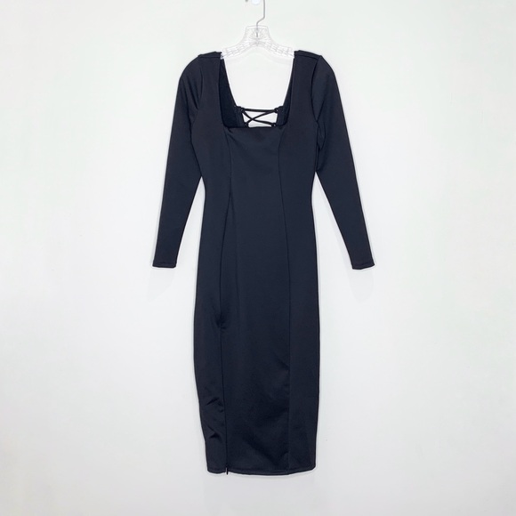 NEW TA3 Squarey Long Sleeve Lace-Back Midi Dress *Black* Sz L - Picture 5 of 13